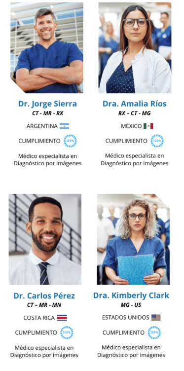 Profesionales médicos especialistas en diagnóstico por imágenes